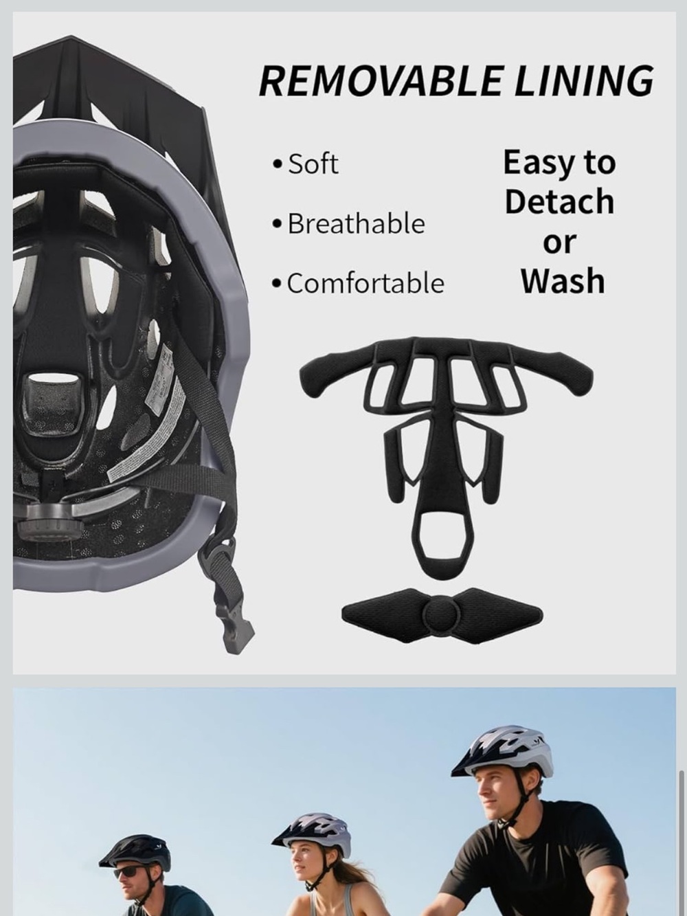 Bike Helmet for Adults, Lightweight Mountain Bicycle Helmet with USB Large 23-24 - Picture 6 of 12